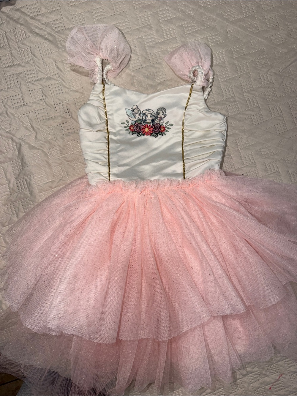 Pink Tulle Princess Dress-Up Costume with Floral Chest Detail